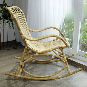 เก้าอี้โยกหวายที่กว้างขวางและสะดวกสบายพร้อมการโยกที่ราบรื่นและอ่อนโยน - Product Image 5