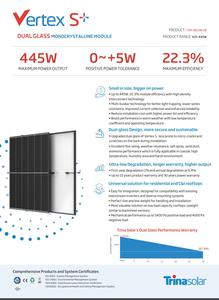 Panel Solar <span class=keywords><strong>Trina</strong></span> Vertex S+ de 450 W, Módulo Solar Monocristalino de Doble Vidrio TSM-NEG9R.28, Marco Negro, 430 W, 440 W, 450 Wp - Product Image 2