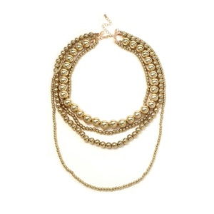 Collane a strati in oro massiccio, collana a più fili con perline, collana da sposa <span class=keywords><strong>per</strong></span> damigella d'onore, gioielli da <span class=keywords><strong>donna</strong></span> - Product Image 1