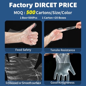 ถุงมือโพลีเอทิลีนแบบนูน ป้องกันน้ำ ทนน้ำมัน เกรดอาหาร ปราศจากน้ำยาง ใส ใช้แล้วทิ้ง ถุงมือ LDPE สำหรับแปรรูปอาหาร - Product Image 2