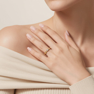 Bague de promesse torsadée gravée Jeulia Gold Vine avec zircon rond pour femme, anniversaire - Product Image 6