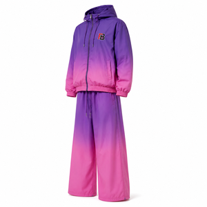 Purple Pink Gradient Tracksuit Set Full <b>Zip</b> <b>Hooded</b> Windbreaker Wide Leg Pants Streetwear Unisex Adult Lightweight Polyester Made - Product Image 3