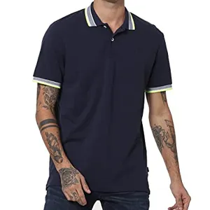 Pakaian pria Polo kain kustom T shirt bordir tambalan jahit pada kaus polo pria