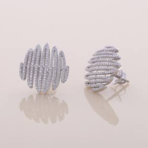 Pendientes de Diamantes Cultivados en Laboratorio, Oro Amarillo, Blanco y Rosa de 18K, Diamantes Redondos con Pavé, Joyería de Diseño - Product Image 2