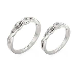 Juego de Anillos de Pareja Jeulia Classic Hercules Knot Twist con Circonita para Boda - Product Image 2