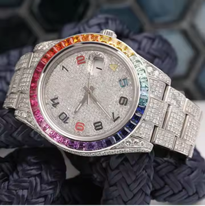 Montre pour homme en acier inoxydable avec diamant Moissanite VVS exceptionnel, quartz, feu radiant, précision, style moderne et luxueux - Product Image 5