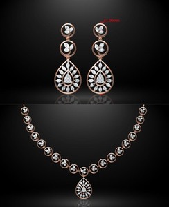 ชุดเครื่องประดับสแตนเลสชุบทองคำขาว/เหลือง10K 14K 18K สำหรับผู้หญิงของขวัญงานปาร์ตี้ - Product Image 1