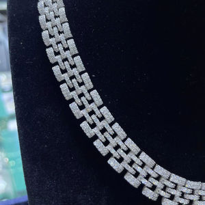 Chaîne cubaine en argent sterling 925 de 12 mm, couleur D, VVS, glacée, collier statement hip hop, diamant moissanite - Product Image 2