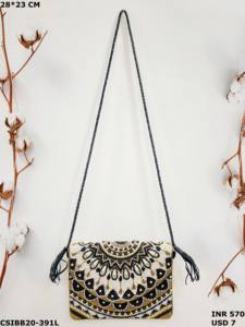Banjara Boho diseñador hecho a mano bolso de mano de noche señoras con cuentas bordado de piedra elegancia Cultural obra maestra cuero de lujo - Product Image 2