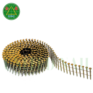 Clavos de bobina de acero al carbono galvanizado de grado industrial con vástago de anillo Chapado en zinc amarillo, vástago de tornillo, cabeza a cuadros para palé - Product Image 4