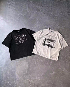 เสื้อยืดคอกลมของผู้ชายเสื้อคอตตอนขนาดใหญ่ปักลายผ้าปะติดปะติดเสื้อครอปสำหรับผู้ชาย - Product Image 6