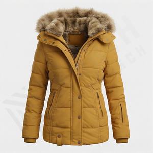 Chaqueta Parka Ajustada para Mujer, Color Personalizado, Tela Cómoda, Manga Larga, Abrigo Aislado, Ropa de Invierno Cálida, Prenda Exterior Elegante - Product Image 1