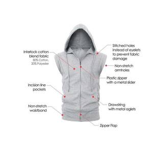 Nouveaux hommes à capuche poche zippée sans manches gilet à capuche avec fermeture éclair vêtements pour hommes vêtements grande taille débardeurs sweats à capuche - Product Image 4