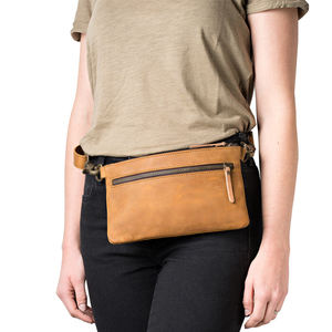 Riñonera Unisex de Cuero Genuino Personalizada, Diseño Cruzado con Cierre de Cremallera, Almacenamiento Impermeable Conveniente - Product Image 1