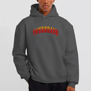 Sudadera con Capucha para Hombre, Personalizada con Logotipo Bordado, Gruesa, 100% Algodón, Negra, Informal, de Invierno, Estilo Urbano, Holgada - Product Image 1