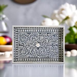 Plateau de service décoratif en os incrusté de qualité supérieure pour la décoration de table basse, le service et l'organisation, disponible au meilleur prix - Product Image 4