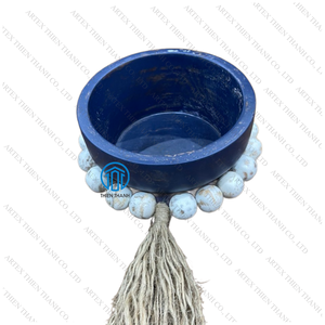 Cuenco Rosa antiguo, vela, arcilla de cuenco de madera de acacia, cuencos de madera natural con cadena de cuentas, decoración del hogar hecha en Vietnam - Product Image 3