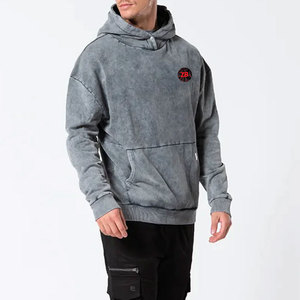 Sudadera con capucha de invierno para hombre de alta calidad con patrón de lavado ácido de diseño personalizado 100% algodón poliéster ligero estilo informal sólido con capucha - Product Image 3