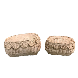 <b>Wicker</b> Rattan Scallop <b>Baskets</b> Natural Set of 2 Rattan Scallop <b>Baskets</b> - Product Image 4