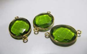 Juego de 5 conectores facetados aprox. 18X25MM bisel de doble bucle peridoto Calcedonia Hydro cuarzo Briolette accesorios de joyería componentes - Product Image 2