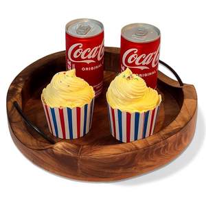 <b>Party</b> Wedding Round Shape Wooden Serving <b>Trays</b> for Fruits Vegetables Dessert & Snacks Dishes Plates with Handles - Product Image 1