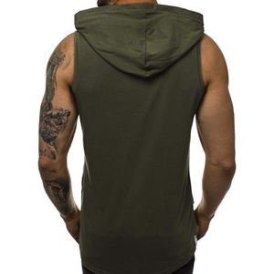 เสื้อกล้ามออกกำลังกายแบบมีฮู้ดสำหรับผู้ชาย ดีไซน์สปอร์ตสำหรับใส่ในยิม พร้อมดีไซน์เว้าโชว์กล้ามเนื้อและลายปะติดปะต่อ เหมาะสำหรับการเล่นกล้าม - Product Image 6