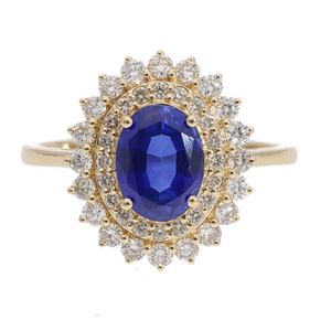Magnifique bague ovale en or 14 carats avec halo de diamants naturels de 0,40 carat, plaquée rhodium, style classique vintage, bague de luxe pour femme - Product Image 1