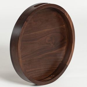 Ensemble de plateaux en bois de haute qualité de couleur noyer élégant avec forme ronde et finition lisse idéal pour servir et afficher des articles - Product Image 5