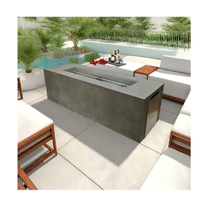 Chậu lửa ngoài trời hiện đại ấm cúng hình chữ nhật bằng thép và đá cẩm thạch, dùng gas propane, dành cho những đêm lạnh giá, chất liệu thép Corten - Product Image 5