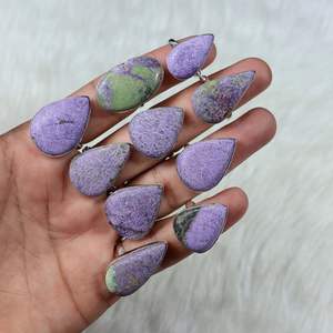 Exquisita piedra preciosa de Stichtite púrpura de la mejor calidad, anillo Chapado en plata, bisel, cabujón de purpurita, joyería fina para anillo de bodas - Product Image 1