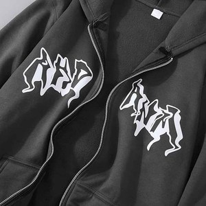 Sudaderas con capucha estilo streetwear, hip hop, con cremallera, vintage, extragrandes, estilo holgado. - Product Image 4