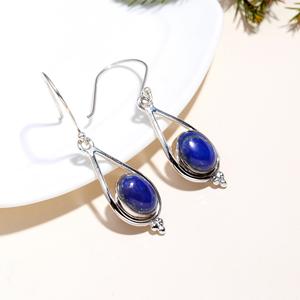 Pendientes Colgantes de Plata de Ley 925 con Piedra Preciosa de Lapislázuli de Corte Ovalado, Joyería Romántica y Elegante para Mujer, para Fiestas y Regalos - Product Image 2