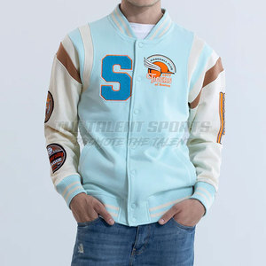 Veste de style universitaire pour homme, col montant, logo sur le devant, tissu en toile, légère, idéale pour l'hiver - Product Image 5