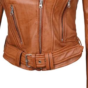 แจ็กเก็ตหนังแกะเนื้อนุ่มสำหรับผู้หญิงเสื้อแจ็คเก็ตแฟชั่นมีสไตล์ทำมือผ้าฝ้ายหนากันลม - Product Image 5