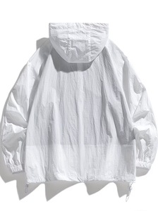 Windbreaker <b>Jacket</b> for <b>Men</b> Breathable Windproof <b>Running</b> Outdoor Canvas Sporty Hooded Zipper Closure Polyester Material - Product Image 2