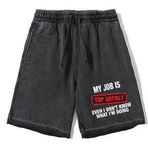 Pantalones cortos de algodón con cordón en bruto para hombre, colección de verano para hombre, Vintage, desteñido al sol, lavado con piedra, estampado 3D personalizado - Product Image 2