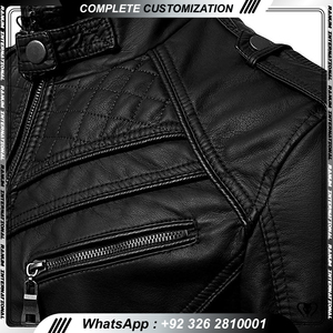 Blouson de motard en cuir pour homme élégant en peau de vache durable avec col montant léger pour les longues balades en moto en hiver - Product Image 5