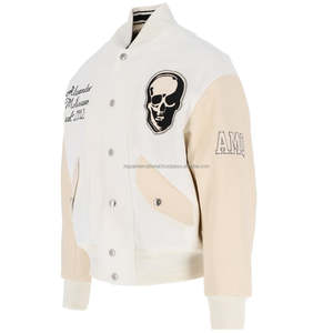 Chaqueta universitaria unisex con cuerpo de lana bordada, Mangas de cuero, cuello levantado, hecha en fábrica, personalizada para la temporada de invierno - Product Image 2