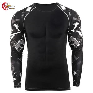 Mangas largas Nuevo diseño Hombres Rash Guard Spandex/Poliéster Transpirable Logotipo personalizado Servicio OEM Ropa de fitness - Product Image 2