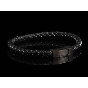 Grey Piped <b>Leather</b> Click <b>Bracelet</b> - Product Image 4