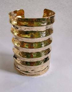 High Quality Artificial Golden Cuff <b>Bracelet</b> Lead-Free Resin Crafted Embossed Design Gold Tone All Sizes <b>Angel</b> European Costume - Product Image 3