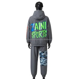 Conjunto de Chaqueta Cortavientos de Poliéster Suave para Mujer, Estilo Color Block Gris con Logotipo Personalizado, Impresión por Transferencia de Calor, Chaqueta Cortavientos de Talla Grande - Product Image 2