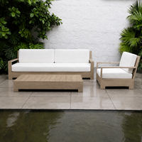 Ensemble de canapés de jardin en teck massif imperméable, mobilier de terrasse pour hôtel et complexe hôtelier, qualité commerciale