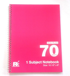 Cahier à spirales Rk International à lignes larges, 70 feuilles, carton duplex blanc, 10,5 x 8 pouces, pour la rentrée scolaire, usage pour un seul sujet - Product Image 2