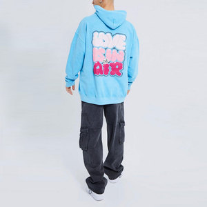 Fabricant sur mesure Sweat à capuche Streetwear imprimé bouffant surdimensionné et lavé à l'acide avec fermeture éclair complète pour hommes, pull brodé - Product Image 3