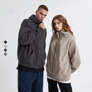 Meilleures ventes 350g couverture doublée polaire bouche sweats à capuche zippés col zippé personnalisé grande taille sweats à capuche pour hommes - Product Image 4