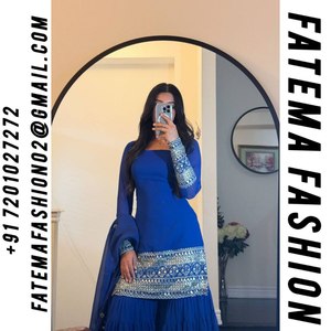Ensemble de vêtements de fête exclusif de créateur, haut en faux georgette, magnifique ensemble de sharara dupatta entièrement brodé de sequins, latkan dori, pur - Product Image 3