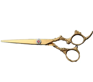 กรรไกรตัดผมสำหรับช่างตัดผมกรรไกรเคลือบทองทำจากผ้าซาตินสแตนเลสคุณภาพสูง - Product Image 3