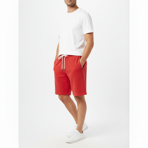 กางเกงขาสั้นผู้ชายผ้าฟลีซเทอร์100% ผ้าฝ้ายเนื้อผ้าระบายอากาศได้ดีมีเชือกผูกสำหรับใส่วิ่ง - Product Image 2