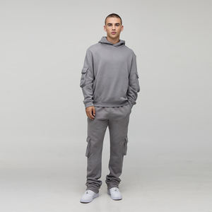 Survêtement cargo unisexe 2 pièces avec capuche Taille XL Jogger Cargo Pants Gray Color Winter Wear Sweat Suits - Product Image 5